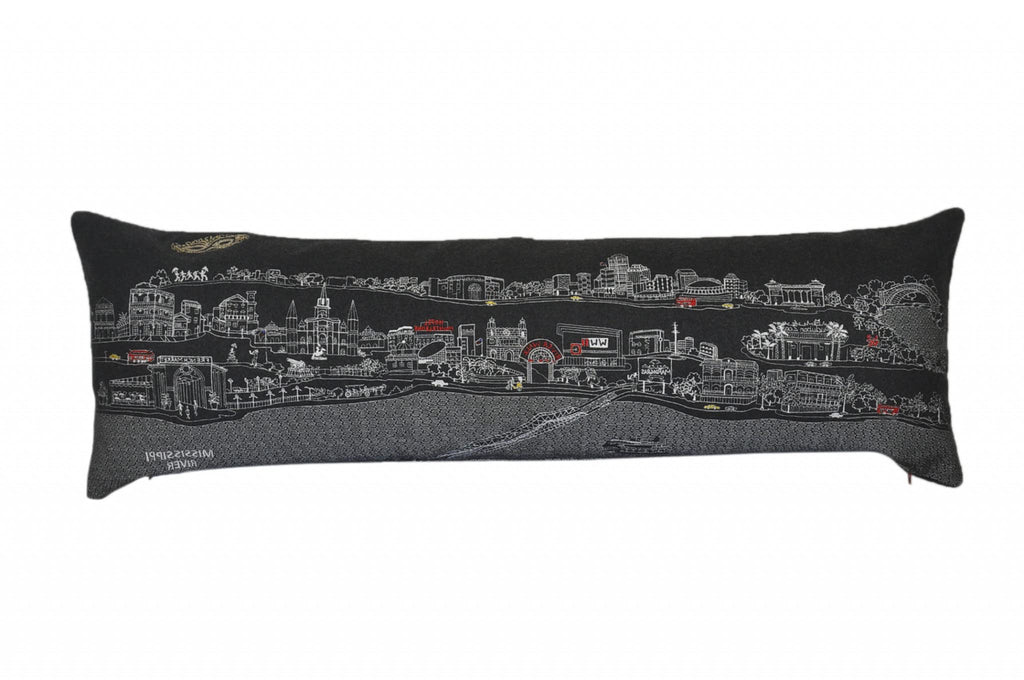 HomeRoots Grey 45' Black New Orleans Nighttime Skyline Lumbar Decorative Pillow