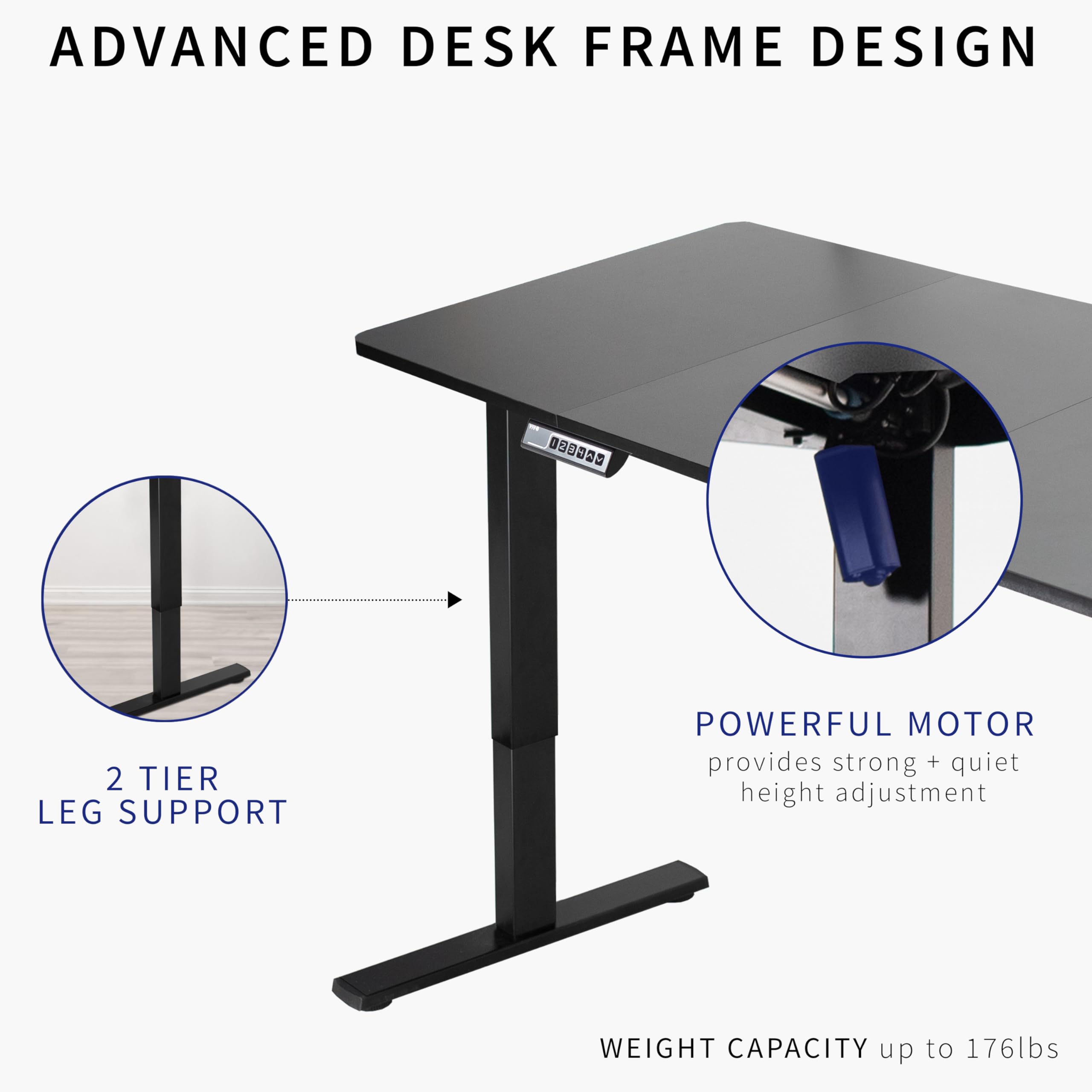 Vivo Electric 60 X 30 Inch Standing Desk Workstation, Memory Controller Height Adjustment, 1B Series, White Top White Frame, Desk-Kit-1W6W-30