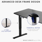 Vivo Electric 60 X 30 Inch Standing Desk Workstation, Memory Controller Height Adjustment, 1B Series, Black Top Black Frame, Desk-Kit-1B6B-30
