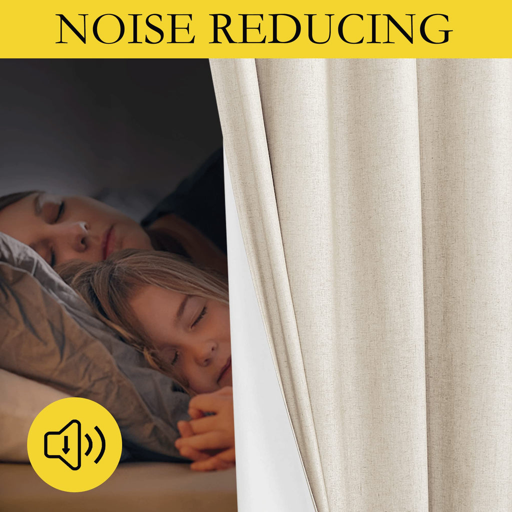 Nicetown 100% Absolutely Blackout Linen Curtains With Thermal Insulated White Liner, White, 42 Inches Wide, 63 Inches Length Energy Saving Curtains For Cupboard 2 Panels Set, Vertical Blinds