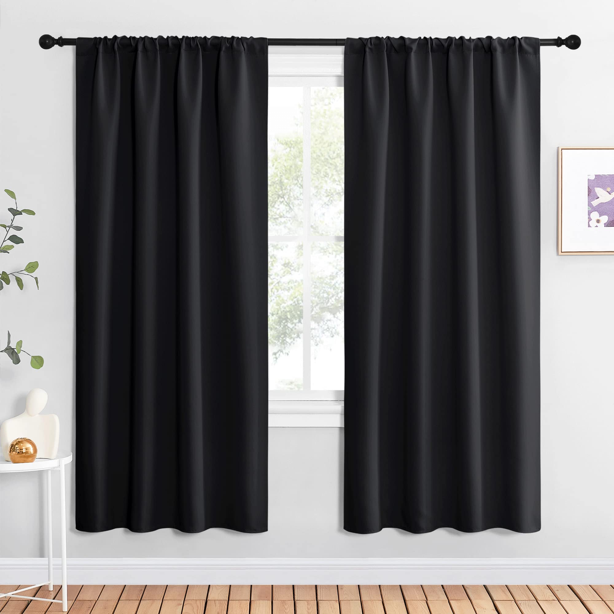 NICETOWN Halloween Living Room Blackout Shades - All Season Rod Pocket Thermal Insulated Solid Blackout Curtains/Drapes for Livi