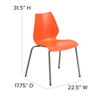 Flash Furniture HERCULES Series 770 lb. Capacity Orange Stack Chair with Lumbar Support and Silver Frame