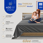 Thread Spread 100% Cotton Split King Sheets Sets For Adjustable Bed - 400 Thread Count 5 Pc Sateen Sheet Set - Soft, Breathable Cooling Cotton Sheets - Deep Pocket Split King Bed Sheet (Dark Gray)