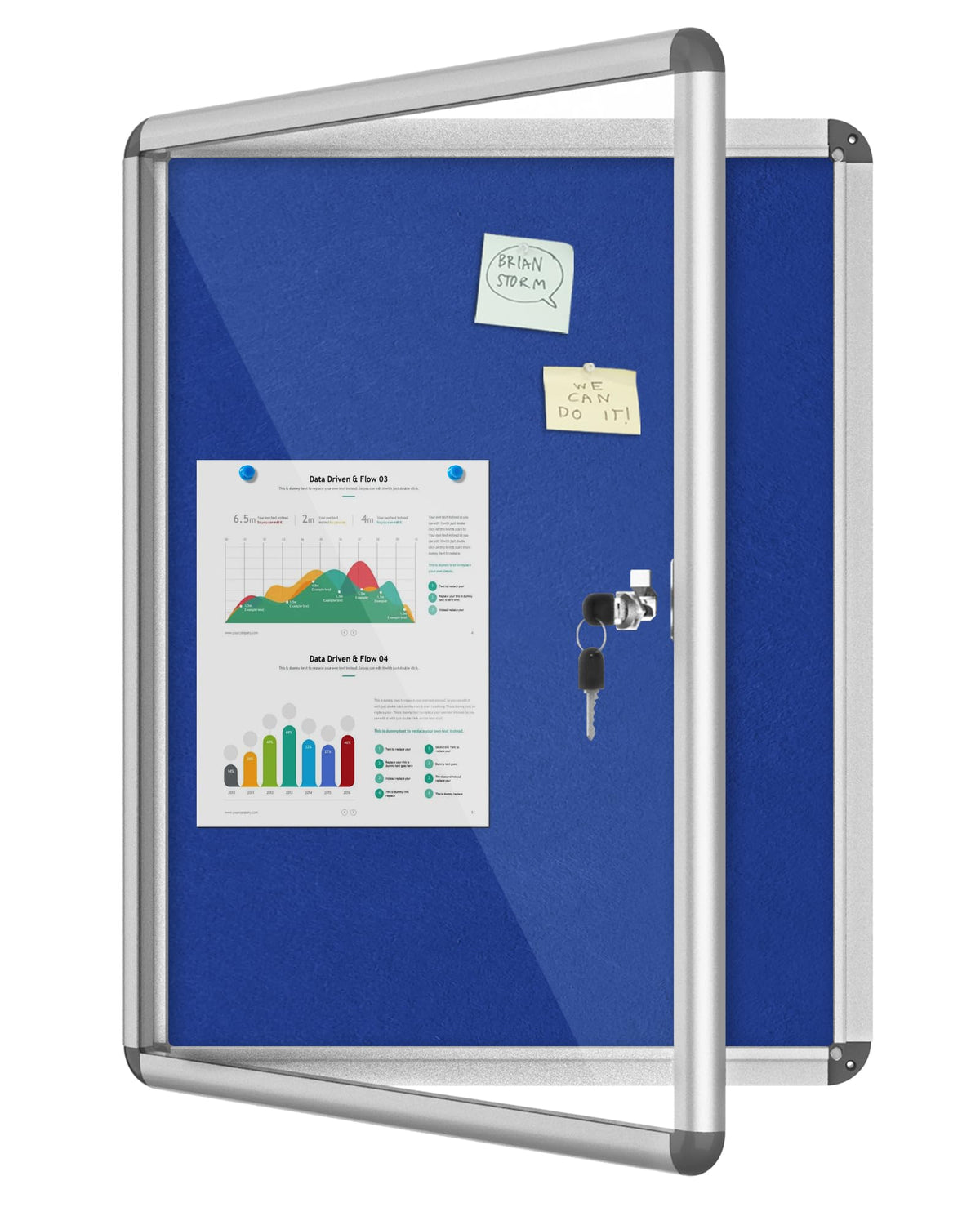 Mifuro 38'X28' Enclosed Bulletin Board, Lockable Weather-Resistant Aluminum Cork Noticeboard For School & Office, Silver Frame