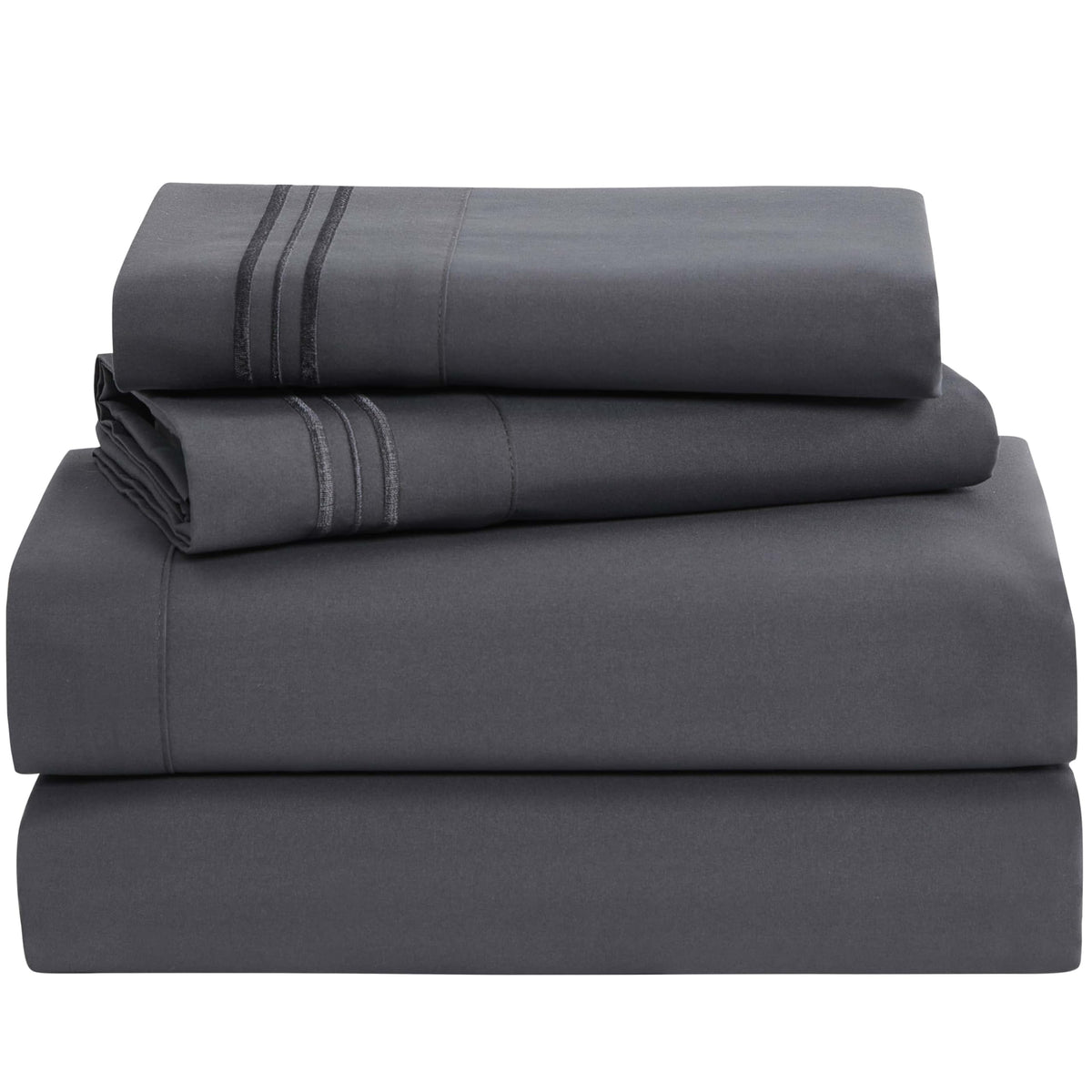 Clara Clark Bed Sheets, Premier 1800 Series 4 Piece Bed Sheet Set, Deep Pocket, Wrinkle, Fade, Stain Resistant, Luxury Soft Bedding Sheets & Pillowcases, Queen, Charcoal Gray