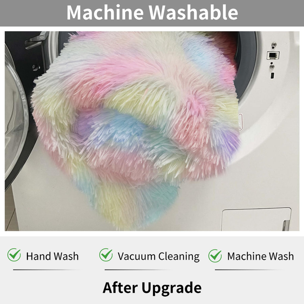 Kchowua Unicorn Fluffy Shag Cute Area Rugs For Girls Bedroom,6X9 Machine Washable Non Slip Fuzzy Plush Shaggy Pastel Large Rug F