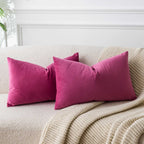 Juspurbet 16X24 Rose Red Velvet Throw Pillow Cover Set Of 2,Decorative Soft Solid Cushion Cases For Couch Sofa Bed
