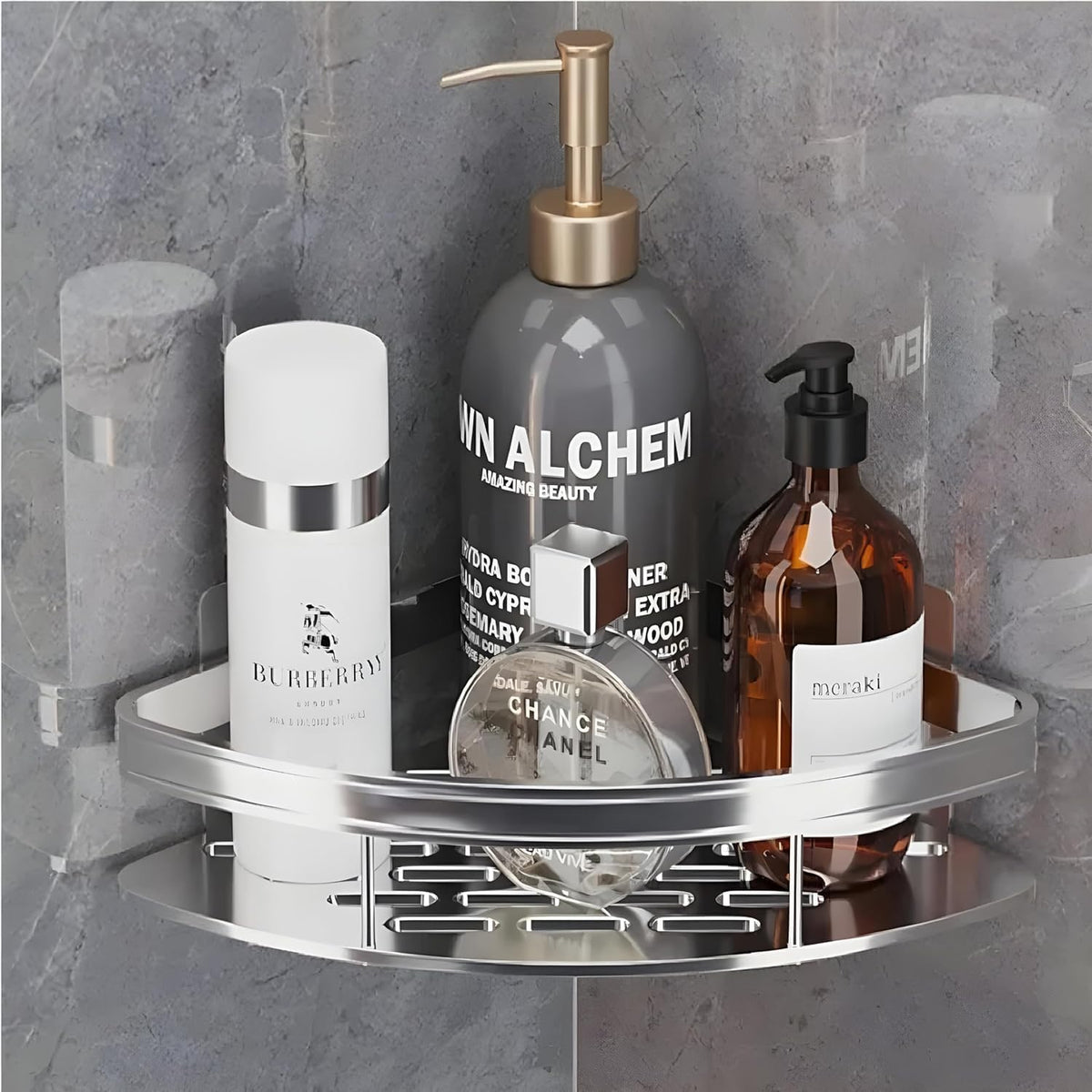 Boniry 1 Pcs Bathroom Accessories Aluminium Heavy Duty Self Adhesive Bathroom Corner Shelf for Wall, Multipurpose Wall Mounted B