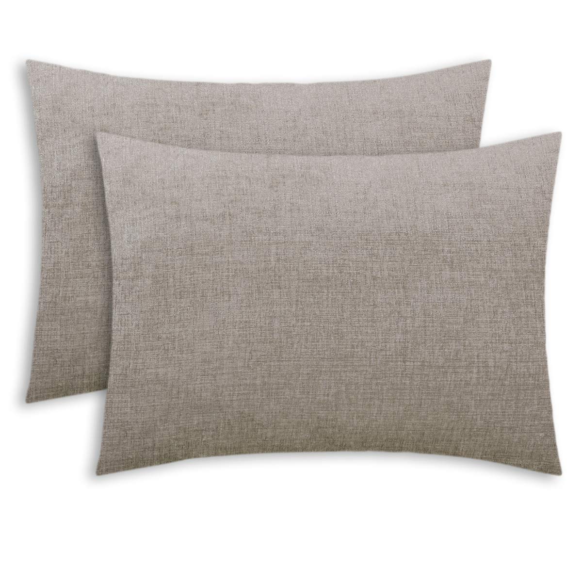 Calitime Pack Of 2 Cozy Standard Pillow Shams Cases For Bed Bedding Decoration Solid Dyed Soft Chenille 20 X 26 Inches Light Tau