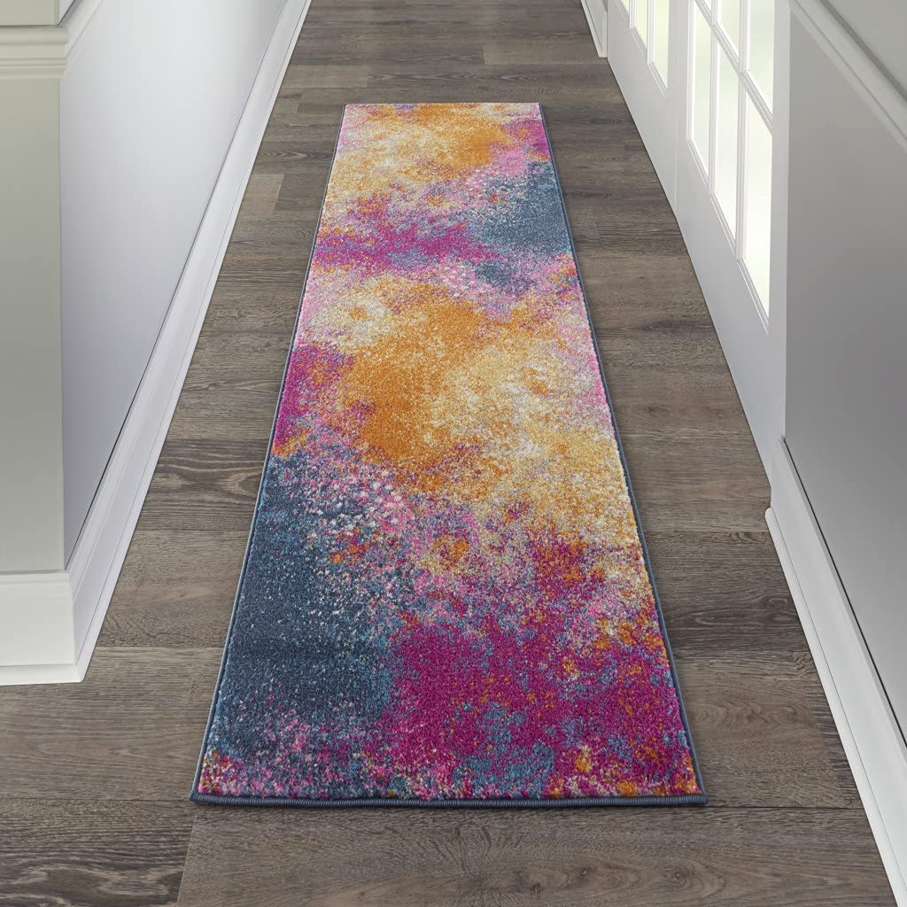 HomeRoots 100% Polypropylene 2â?? x 10â?? Abstract Brights Sunburst Runner Rug