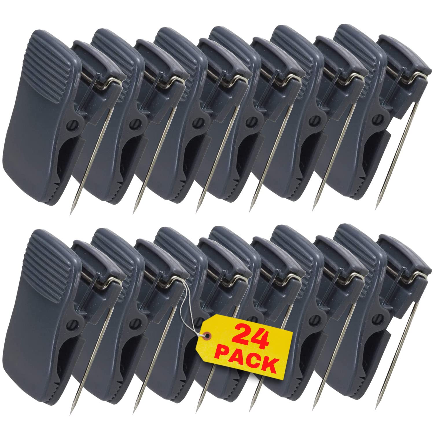 1Intheoffice Cubicle Clips, Cubicle Clips For Fabric Walls, Deluxe Recycled, Charcoal, 24/Pack