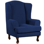 Turquoize Wingback Chair Covers 2 Piece Wing Chair Slipcover Stretch Slipcovers For Wingback Chairs Wing Chair Cover Spandex Jacquard Fabric With Elastic Bottom Non-Slip Furniture Cover, Navy