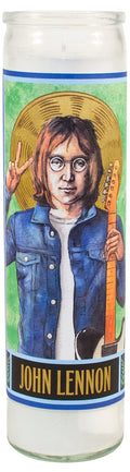 John Lennon Secular Saint Candle - 8.5 Inch Tall Glass Prayer Votive - Made in The USA