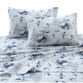 Tribeca Living 100% Cotton Flannel Sheet Set - Deep Pocket, 170-Gsm, Ultra Soft & Cozy Bedding For Winter, Queen, Snowman Navy/R
