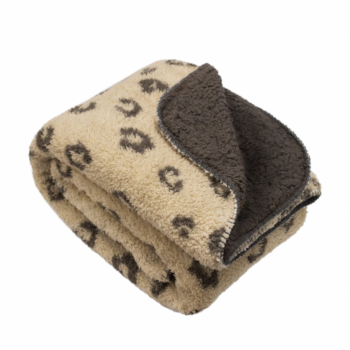 HomeRoots Tan Reverse to Brown Tan Reverse and Brown Printed Sherpa and Sherpa Throw Blanket