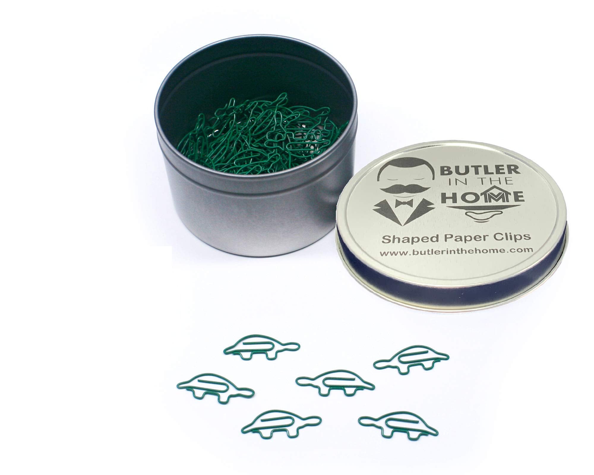 Butler In The Home Turtle Shaped Paper Clips Great For Paper Clip Collectors Or Office Gift - Comes In Round Tin With Lid And Gi