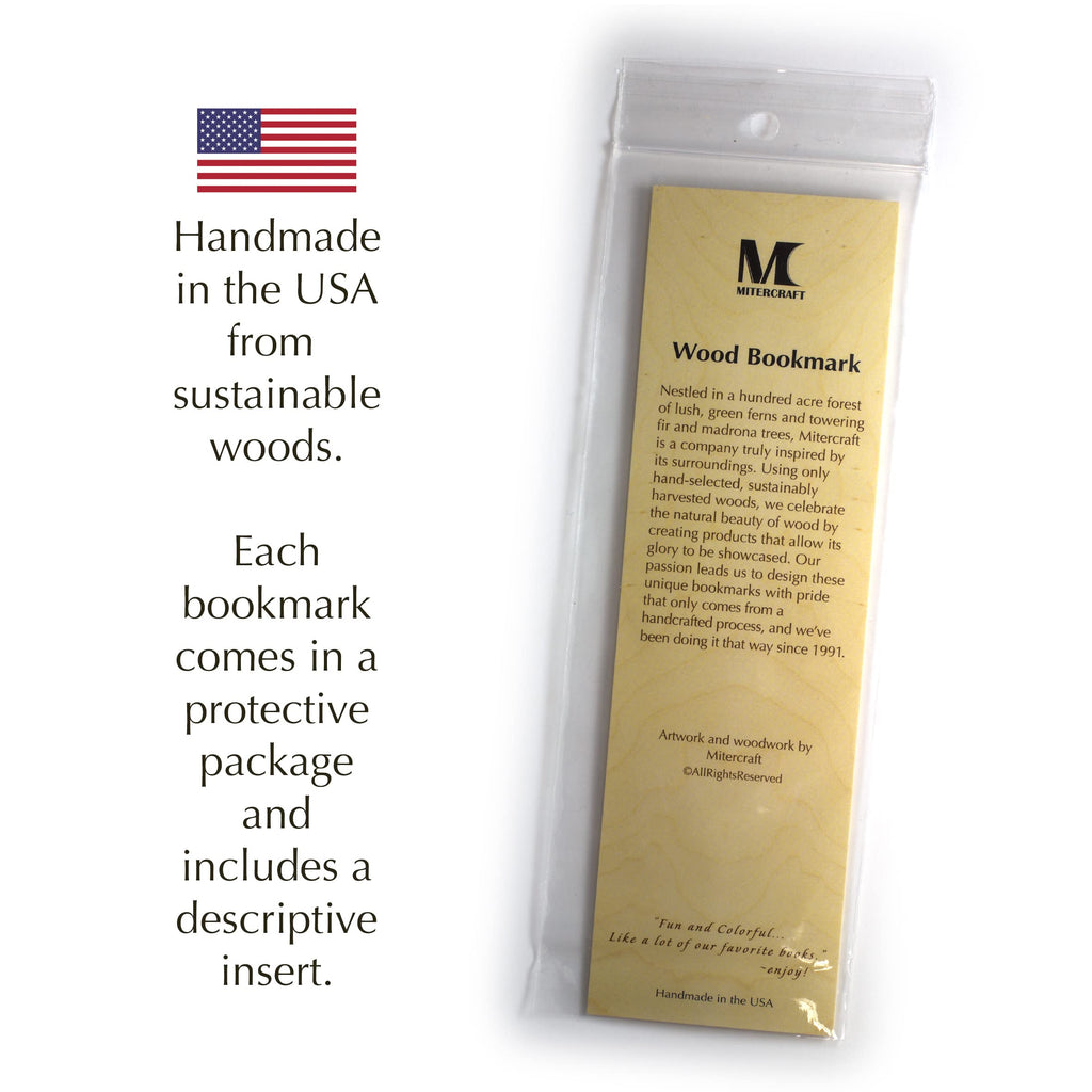 Wolf Howling Full Moon Forest Engraved Wooden Bookmark - Made In The Usa - Also Available Personalized