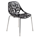 LeisureMod Modern Asbury Dining Side Chair with Chromed Legs in Black