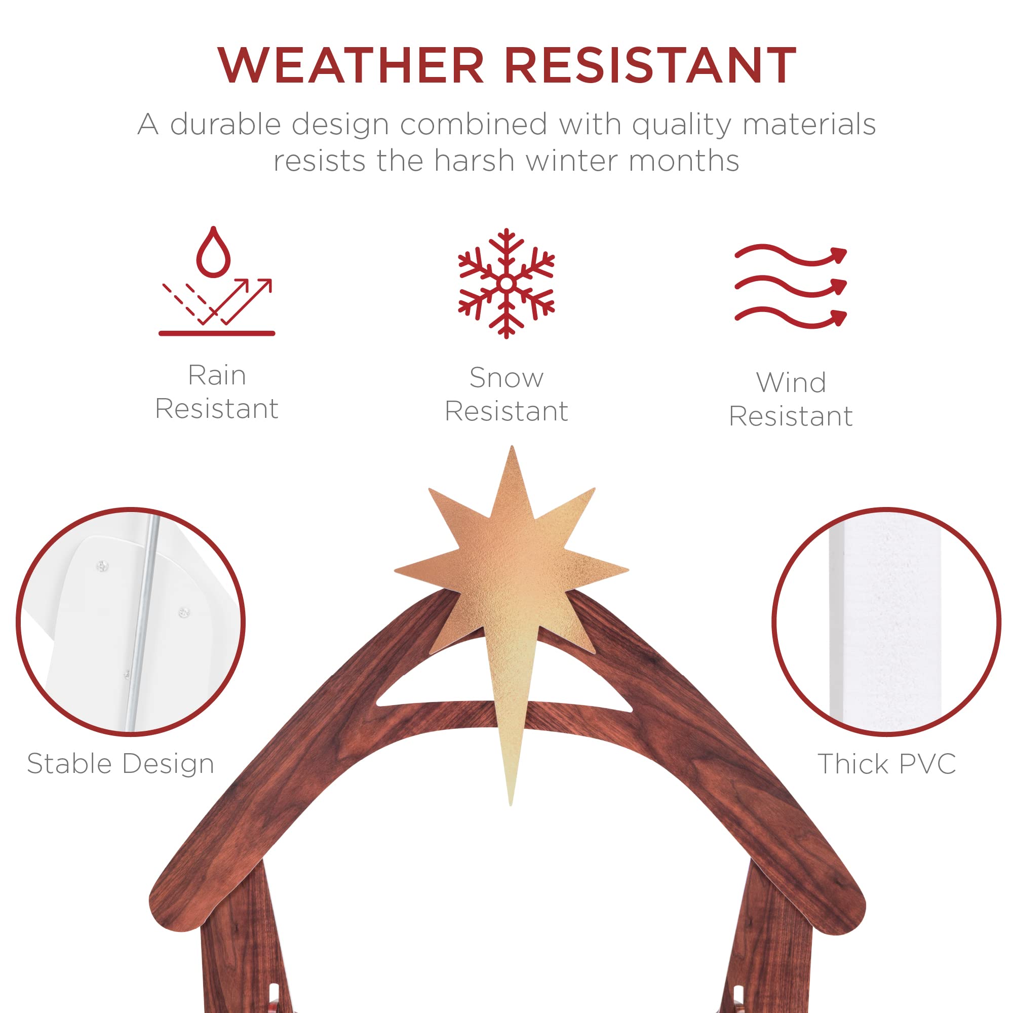 Best Choice Products 4Ft Outdoor Nativity Scene, Weather-Resistant Decor, Christmas Holy Family Yard Decoration, Water-Resistant Pvc - Colored