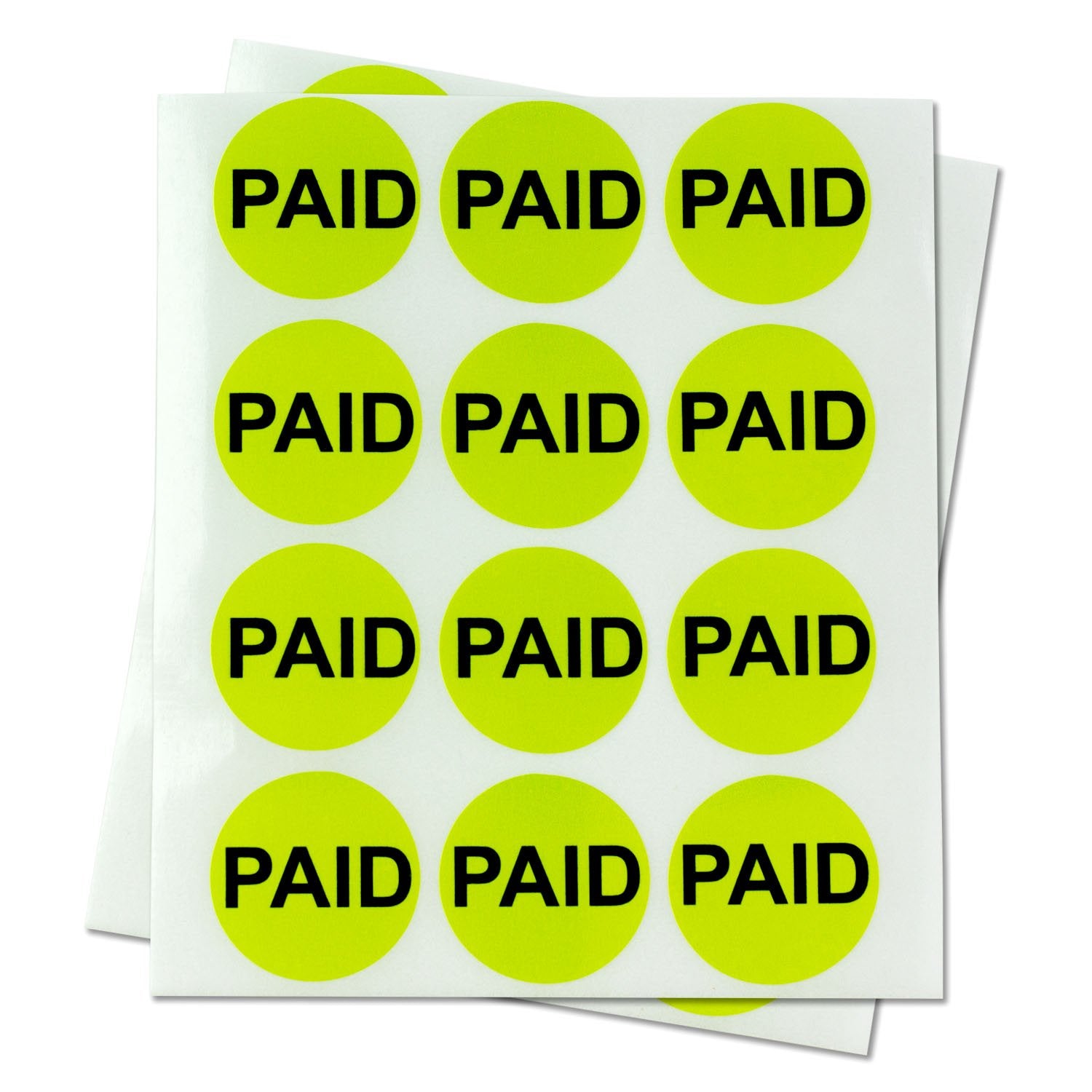 300 Paid Pricing Labels - 1 Inch, Circle Dot, Lime Green Paid Stickers For Retail Store Sales, Yard Sale & Garage Sale Stickers