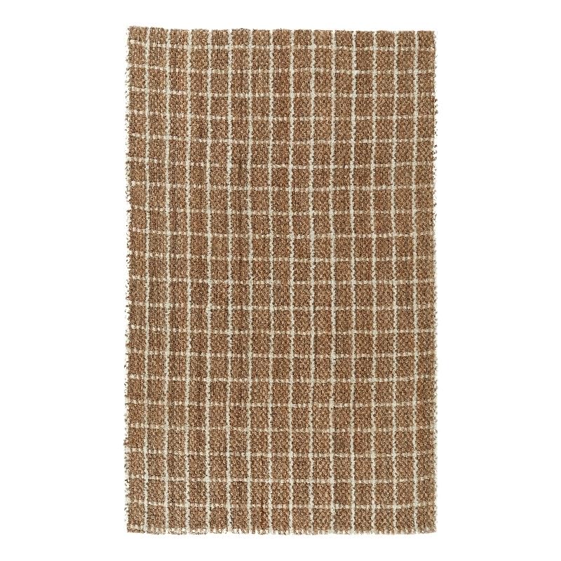 Kosas Home Windowpane 108 x 144 Checkered Jute Fabric Area Rug in Ivory/Natural