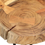 vidaXL Solid Acacia Wood Coffee Table with Industrial-Style Iron Legs, Spacious Tabletop for Display, Unique Rustic Charm, Honey Finish, 20.5" x 19.7" x 14.2"