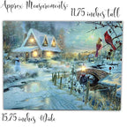 Banberry Designs Lighted Cottage Along A Stream Christmas Scene With Cardinals And Snowman - Led Canvas Art Wall Print - Old Fas