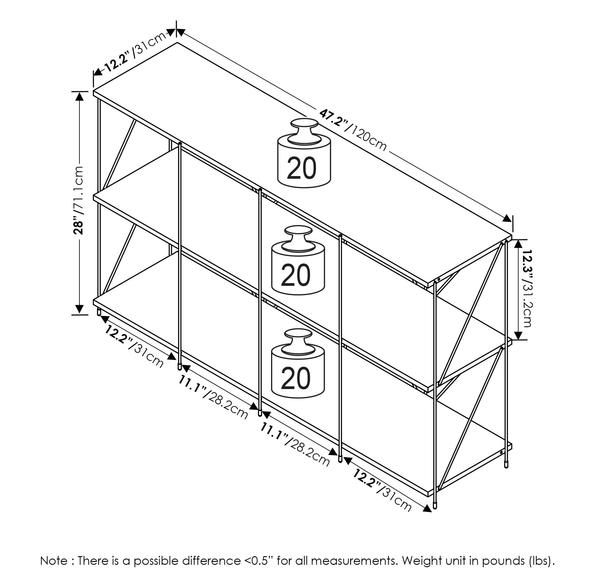 Furinno Besi 4 X 2 Multipurpose Shelf Display Rack With Metal Frame, Finn Oak