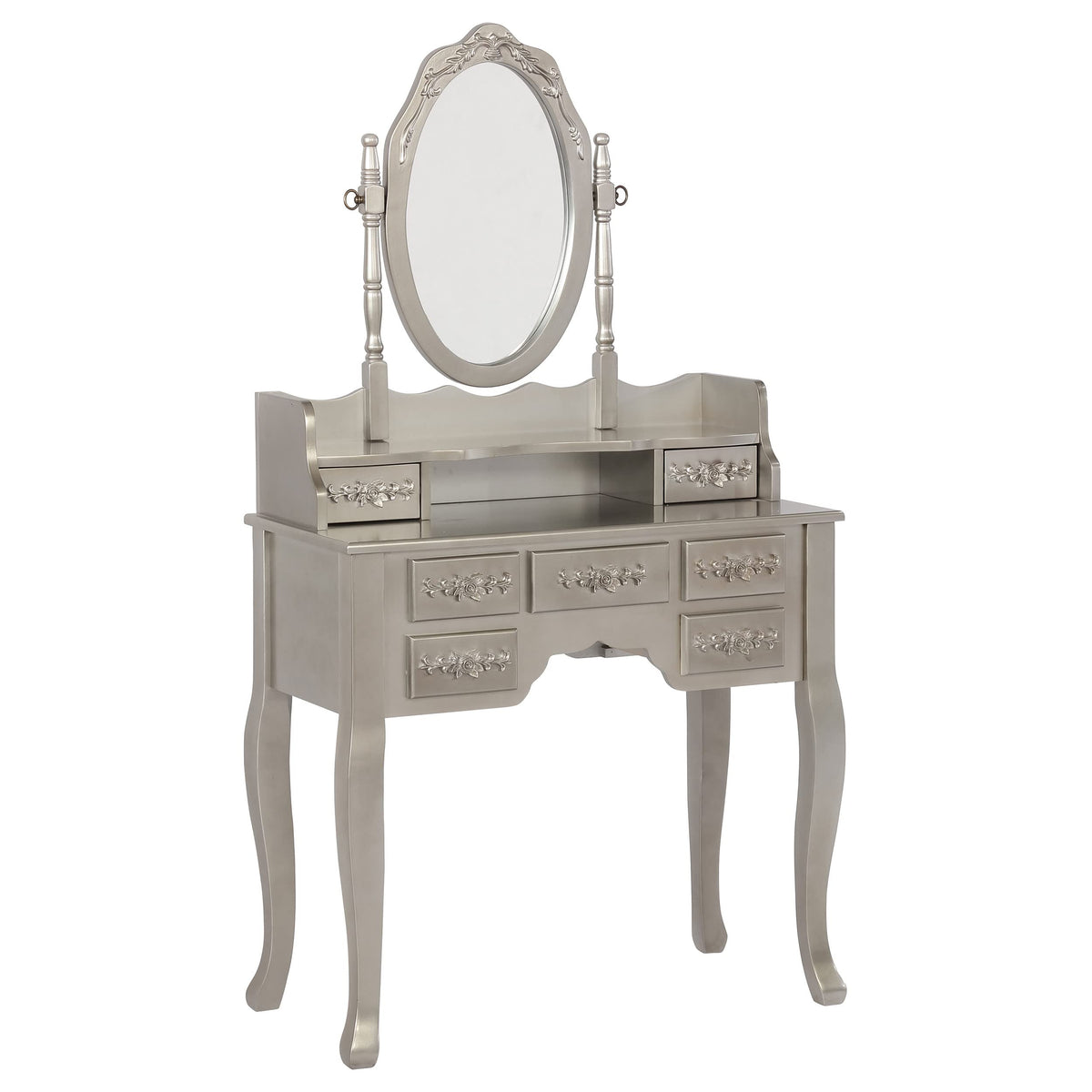 Coaster Furniture 2-Piece Metallic Silver and White Vanity Set 59&quot; H x 15.75&quot; W x 31.75&quot; D 930137