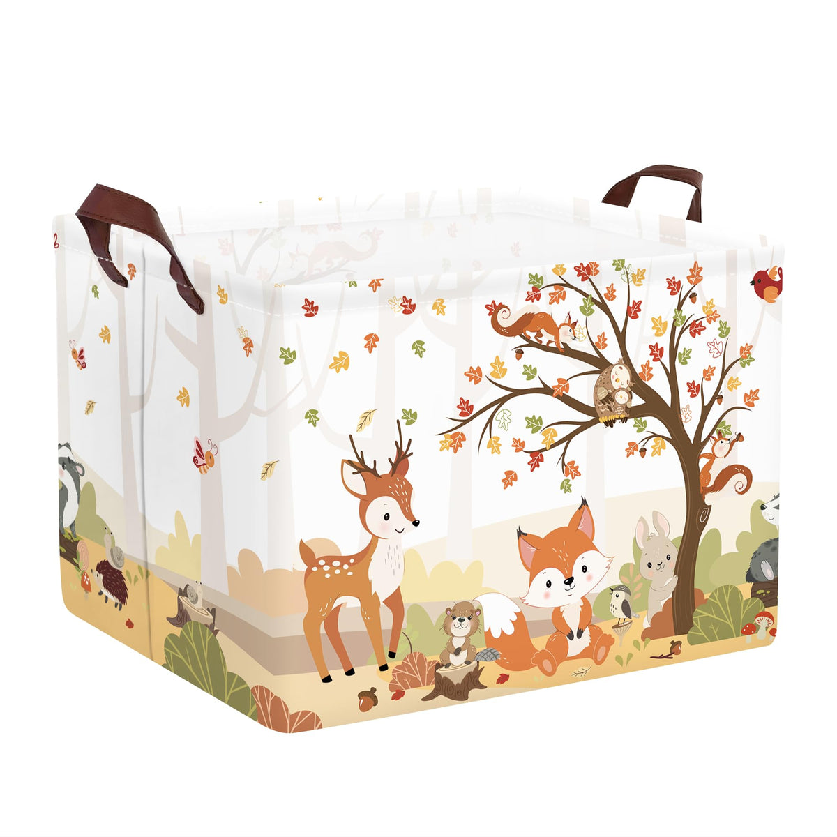 Clastyle Autumn Forest Animals Baby Laundry Hamper Maple Tree Kid Storage Basket Boys Girls Gift Toy Box Collapsible Clothes Org