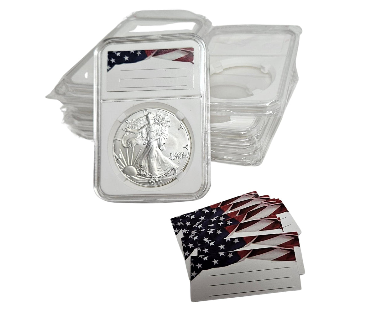 10-Pack Coin Slab Snap Display Holder Storage 40Mm For American Silver Eagle Acrylic Cases With Labels