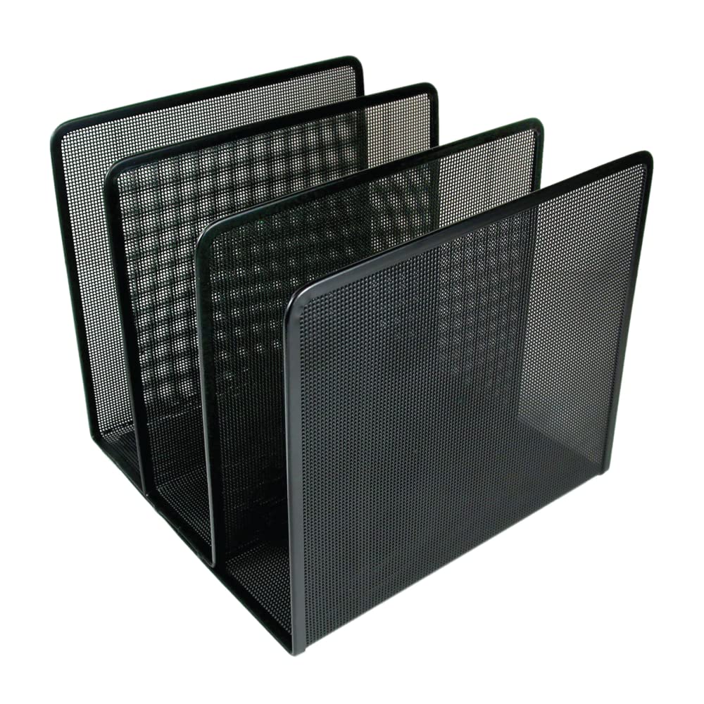 Artistic Contemporary Mesh Metal Desktop File Sorter For Neat And Organized Surfaces In Office, School, And Home, Black