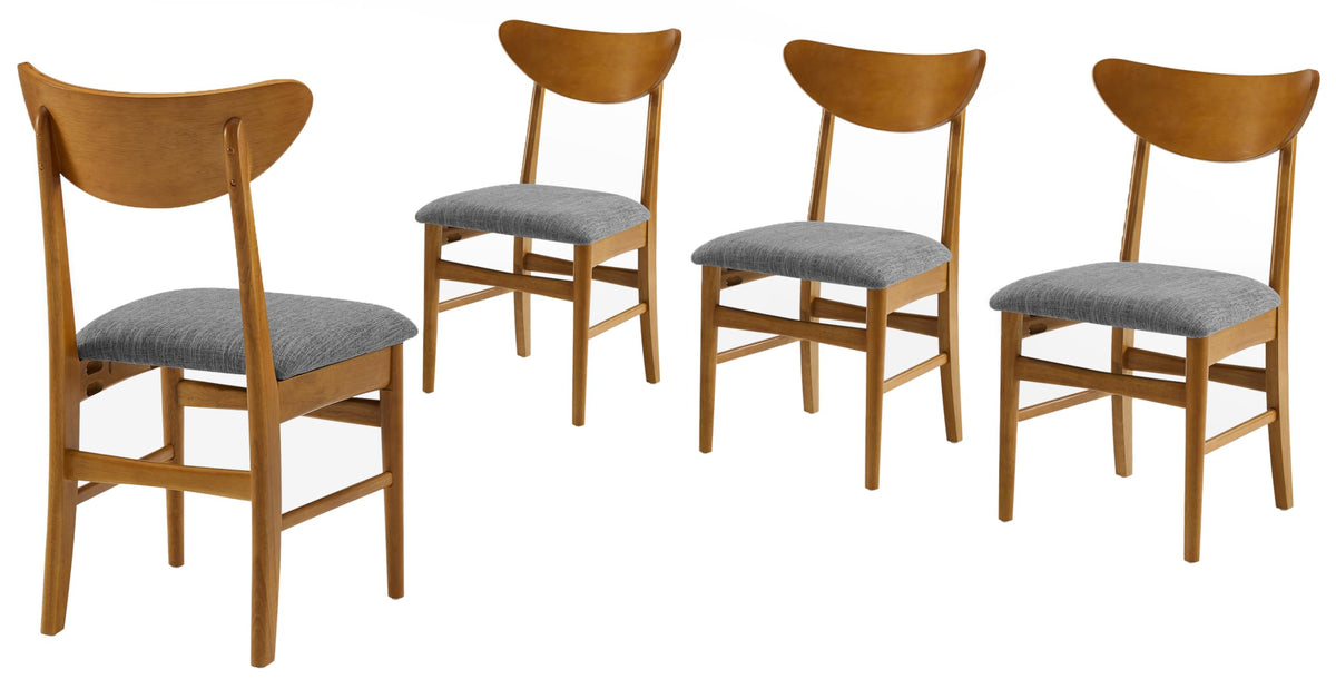 Crosley Furniture Landon Mid Century Modern Wood Dining Chairs with Upholstered Seat Set of 4, Kitchen Chair, Acorn