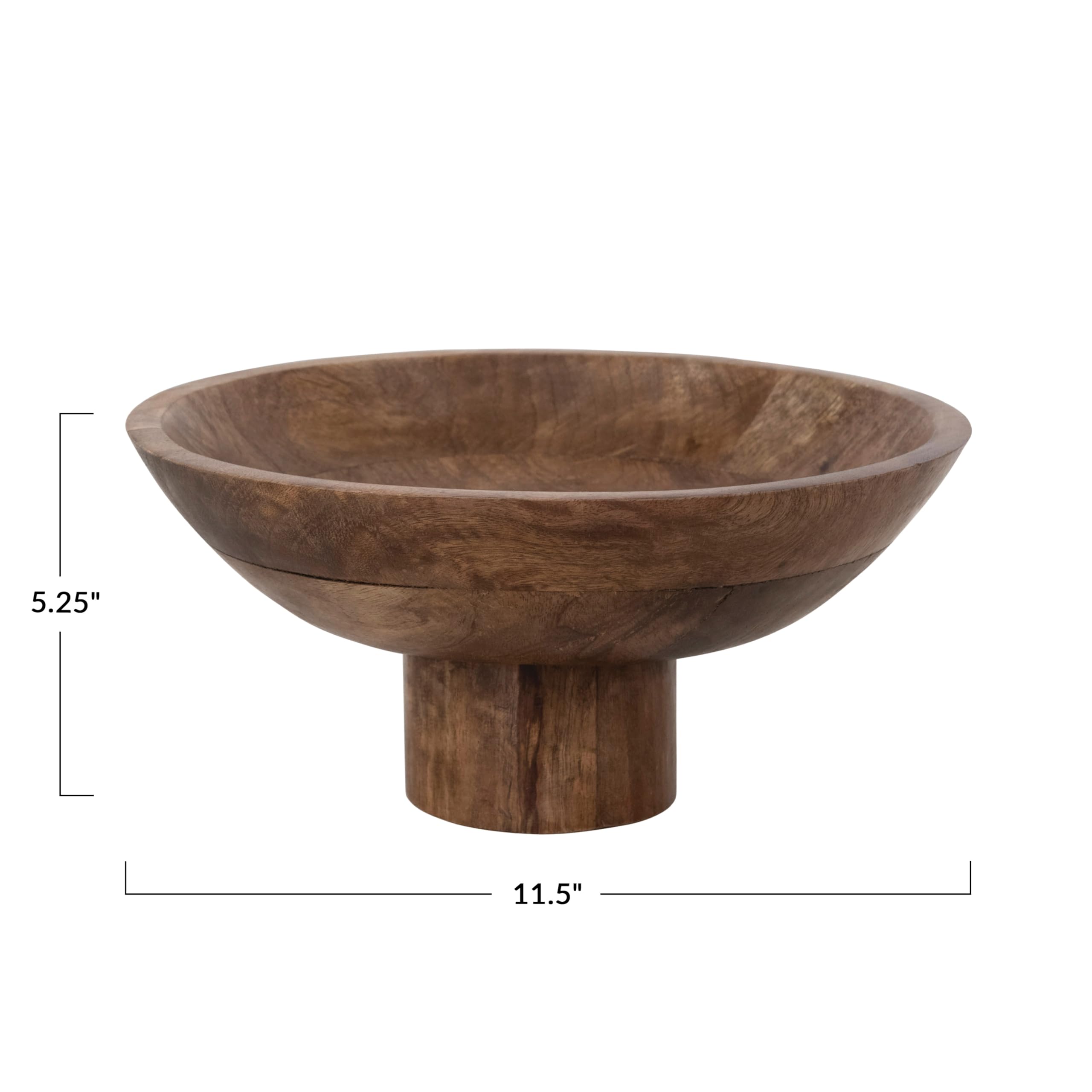 Bloomingville Mango Wood Footed, Walnut Finish Bowl, 12'' L X 12'' W X 5'' H, Brown