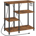 HOOBRO Bakers Rack with Power Outlet, Microwave Stand with 5 S-Shaped Hooks, Coffee Bar, Kitchen Storage Shelf, for Kitchen, Liv
