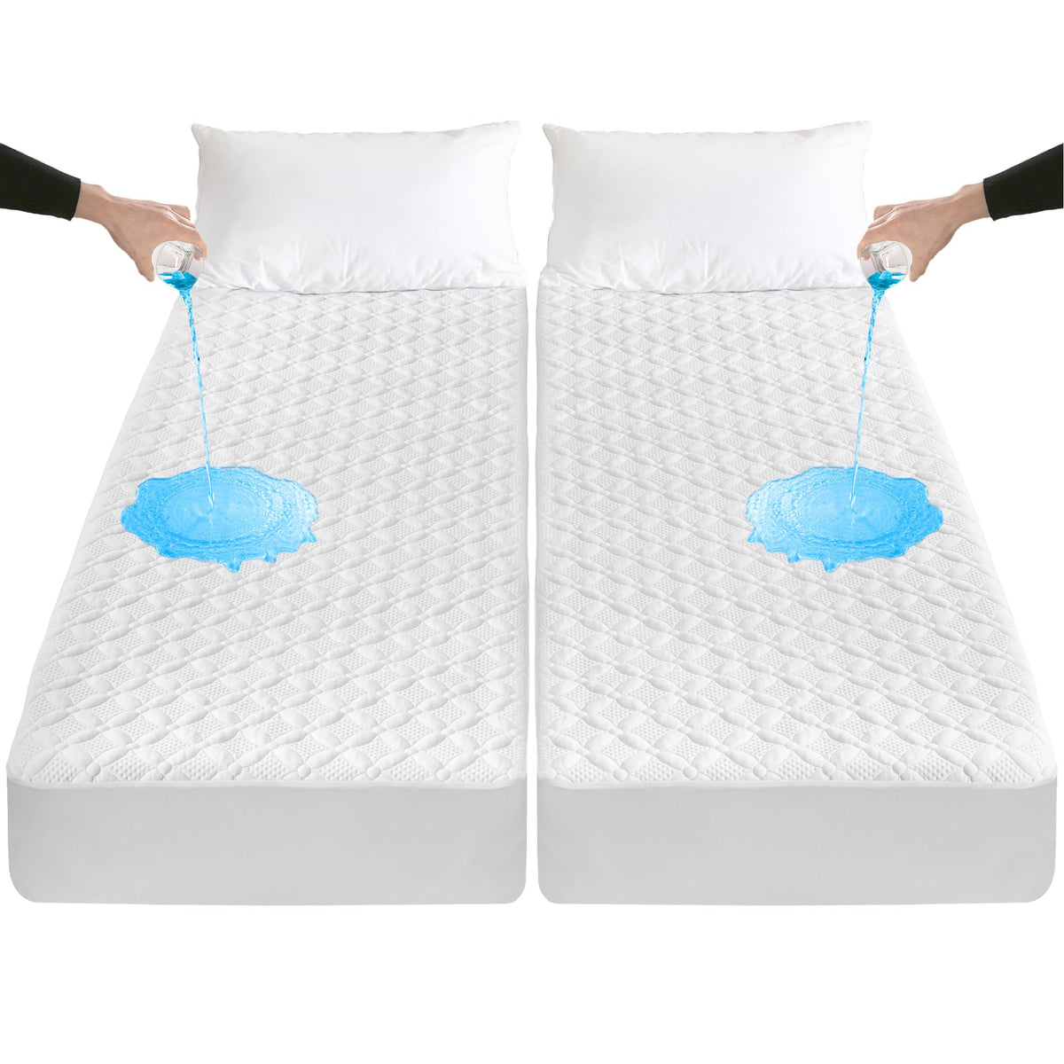 Lunsing Split King Mattress Protector For Adjustable Bed, Soft Breathable Waterproof Split King Mattress Pad Cover, 6-18 In Deep