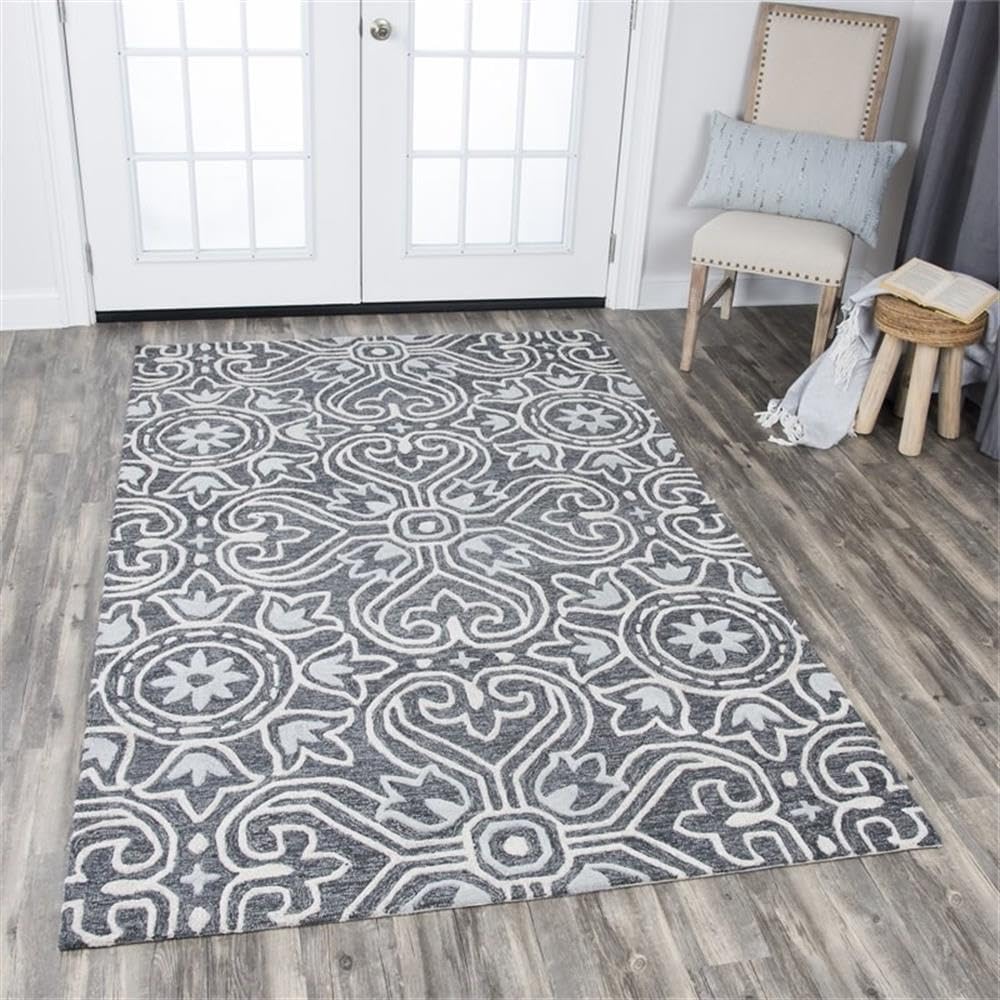 Rizzy Home Alora Decor Lavine 8' X 10' Medallion Gray/Lt. Gray/Natural Hand-Tufted Area Rug