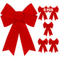6 PCS Christmas Decorations, 9 x 12 Inches Large Christmas Bows, Red Velvet PVC Hanging Christmas Tree Decorations Indoor Outdoo