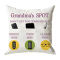 Onfaon Grandma Gifts, Grandma'S Spot Throw Pillow Covers 18X18 Inch,Put Phone Glasses And Remote Control Pillowcase,Birthday Chr