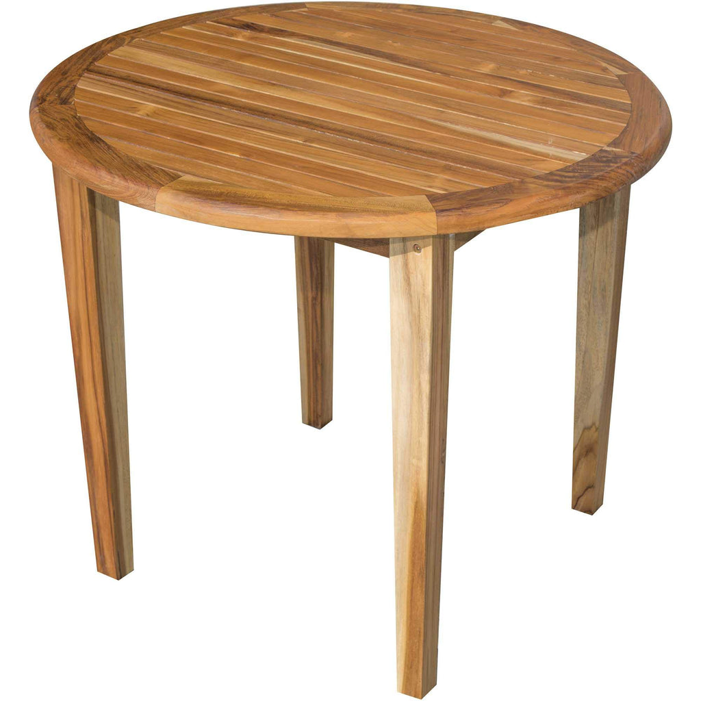 HomeRoots Natural Brown 37' Round Compact Teak Dining Table in Natural Finish