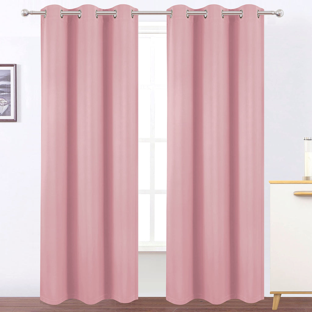 Lemomo 100% Blackout Curtains 40 X 84 Inch/Pink Curtains 2 Panels With Black Lining Room Darkening Thermal Insulated Bedroom Cur