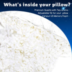 Kucey Cooling Bed Pillows For Sleeping Shredded Memory Foam Adjustable Cool Rayon Derived From Pillow For Side Back Stomach Slee