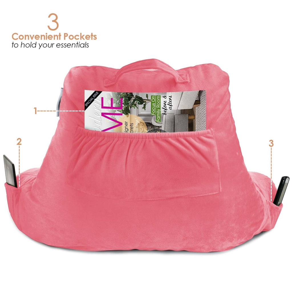 Nestl Reading Pillow For Kids, Small Bed Pillow, Back Pillow For Sitting In Bed, Memory Foam Gaming Pillow, Reading & Bed Rest Pillows, Light Pink Back Pillow For Bed, Arm Pillow With Pockets