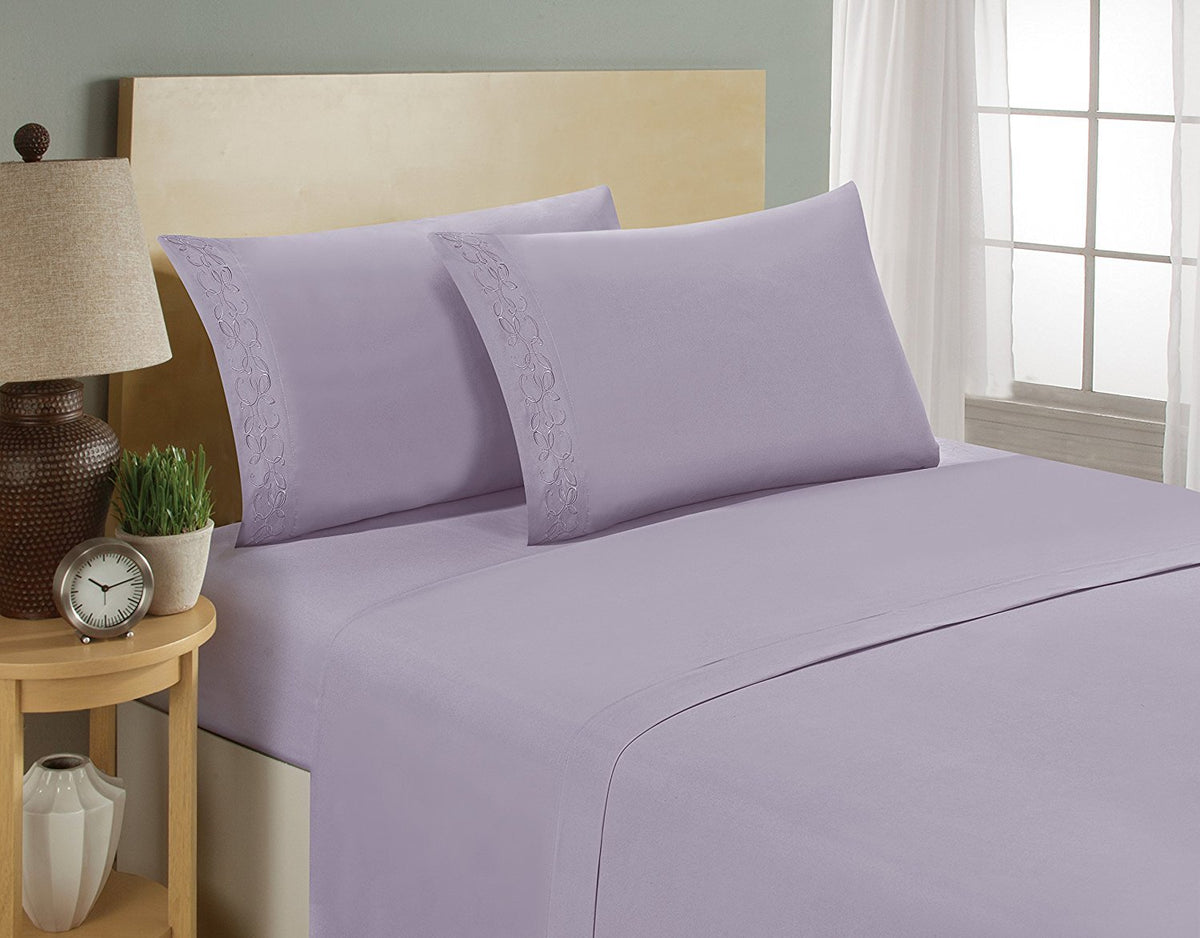 Elegant Comfort 1500 Premier Scroll Design Hotel Quality Luxurious Silky Soft Wrinkle & Fade Resistant 4 Pc Sheet Set, Deep Pock