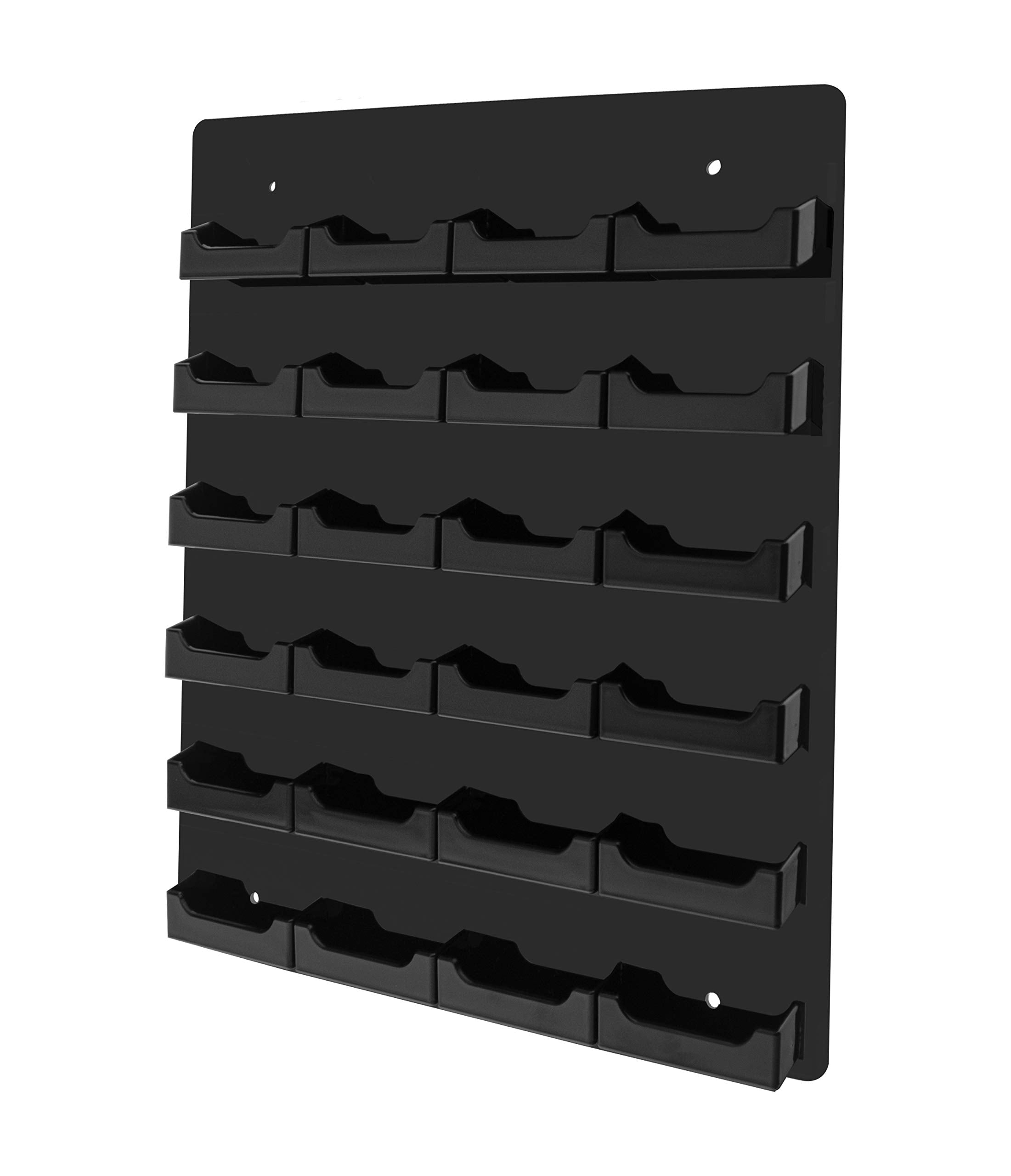 Marketing Holders Hanging Business Card Holder 24 Pocket Black Acrylic Display Rack With Hardware Holds 3.5' X 2' Horizontal G