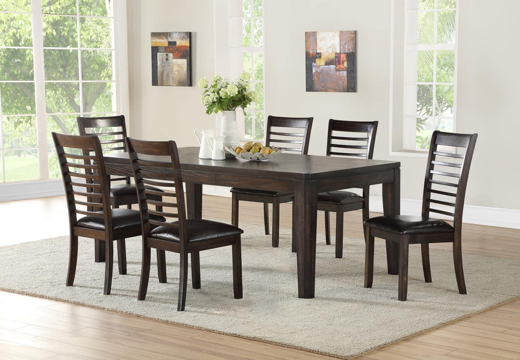 Steve Silver Furniture Ally 7pc Dining Set Charcoal, 60-Inch Table with 18-Inch Extendable Leaf, Contemporary Design, 6 Upholstered Chairs, Rectangle Dining Table, 42" L x 78" W x 31" H, Brown