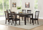 Steve Silver Furniture Ally 7pc Dining Set Charcoal, 60-Inch Table with 18-Inch Extendable Leaf, Contemporary Design, 6 Upholstered Chairs, Rectangle Dining Table, 42" L x 78" W x 31" H, Brown