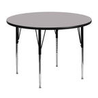 Flash Furniture Wren 48'' Round Grey Thermal Laminate Activity Table - Standard Height Adjustable Legs