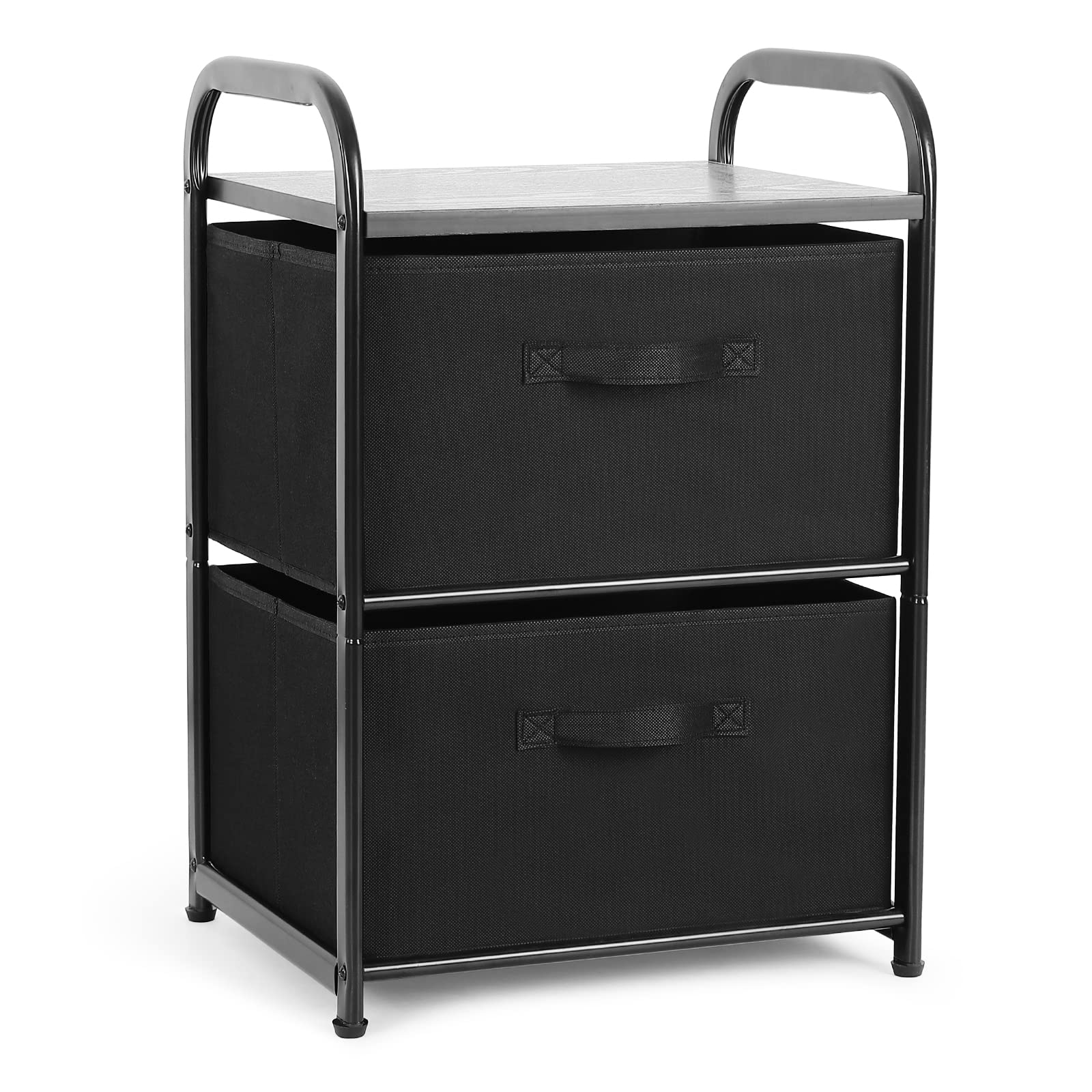 Max Houser Dresser For Bedroom With 2 Drawers, Wide Chest Of Drawers, Fabric Dresser, Storage Organizer Unit With Fabric Bins For Closet, Living Room, Hallway, Nursery,Black