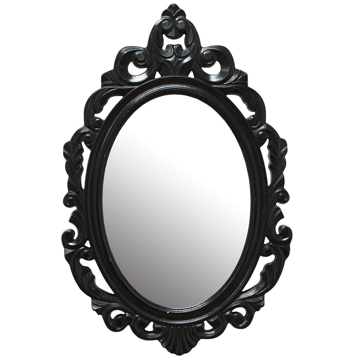 HomeRoots MDF/Glass 15.25' X 0.5' X 23.25' Black Baroque Mirror